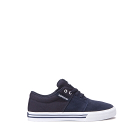 Kids Supra Low Top Shoes STACKS II VULC Navy/white | AU-73291